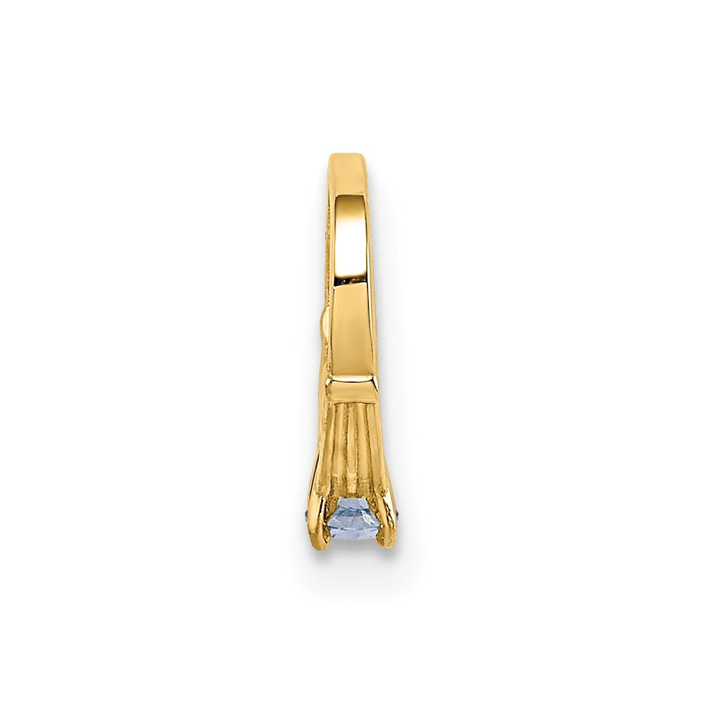 14K Gelbgold 14K 3d Ring mit Licht Blau Zirkonia Charm