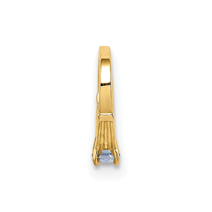 14K Gelbgold 14K 3d Ring mit Licht Blau Zirkonia Charm