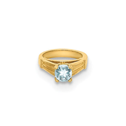 14K Gelbgold 14K 3d Ring mit Licht Blau Zirkonia Charm