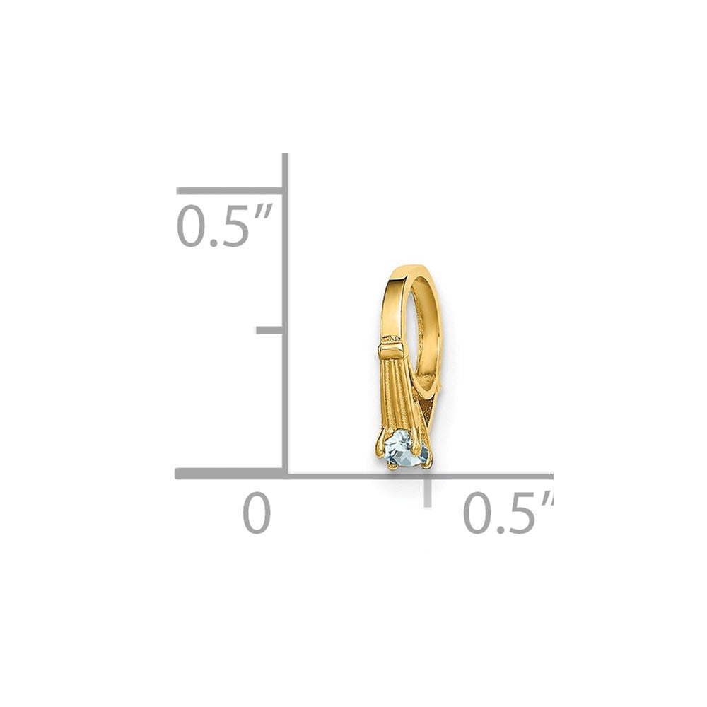 14K Gelbgold 14K 3d Ring mit Licht Blau Zirkonia Charm