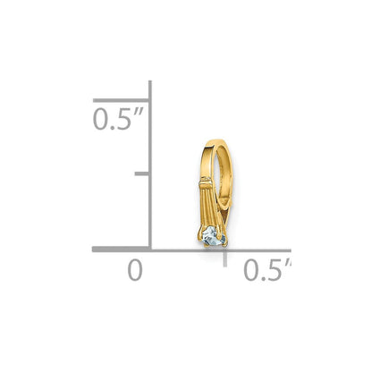 14K Gelbgold 14K 3d Ring mit Licht Blau Zirkonia Charm