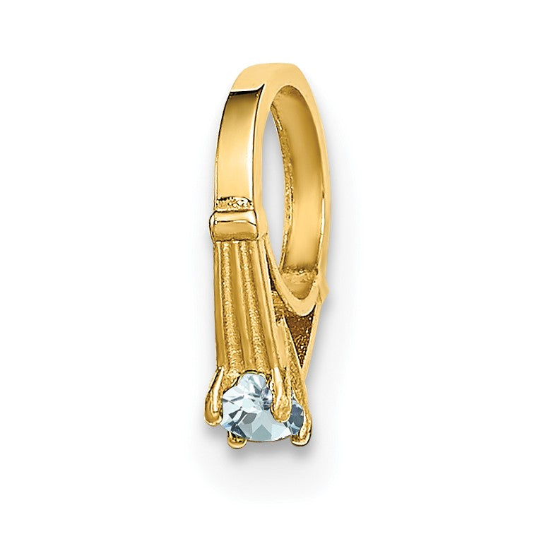 14K Gelbgold 14K 3d Ring mit Licht Blau Zirkonia Charm