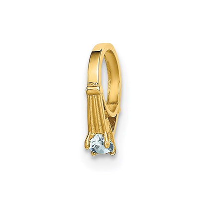 14K Gelbgold 14K 3d Ring mit Licht Blau Zirkonia Charm