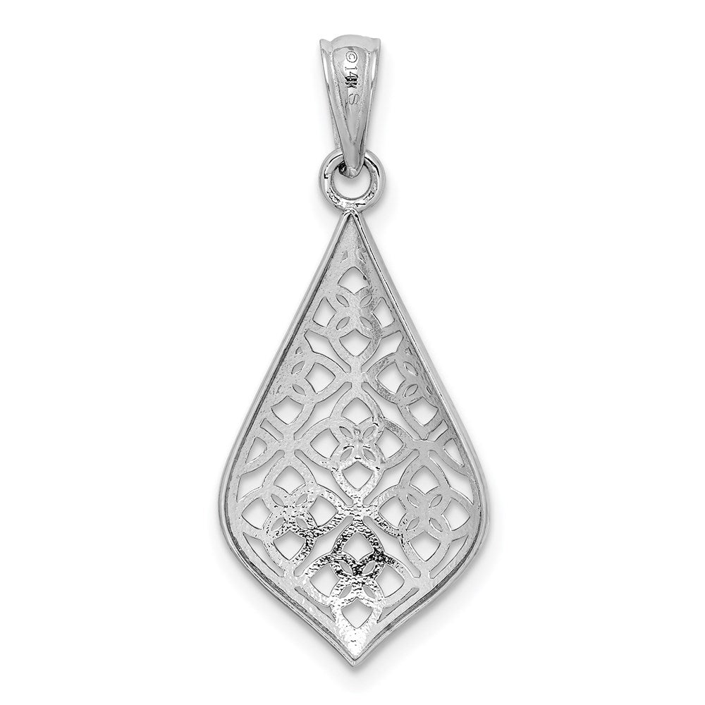 14K Weißgold Diamantgeschliffener Baumelanhänger