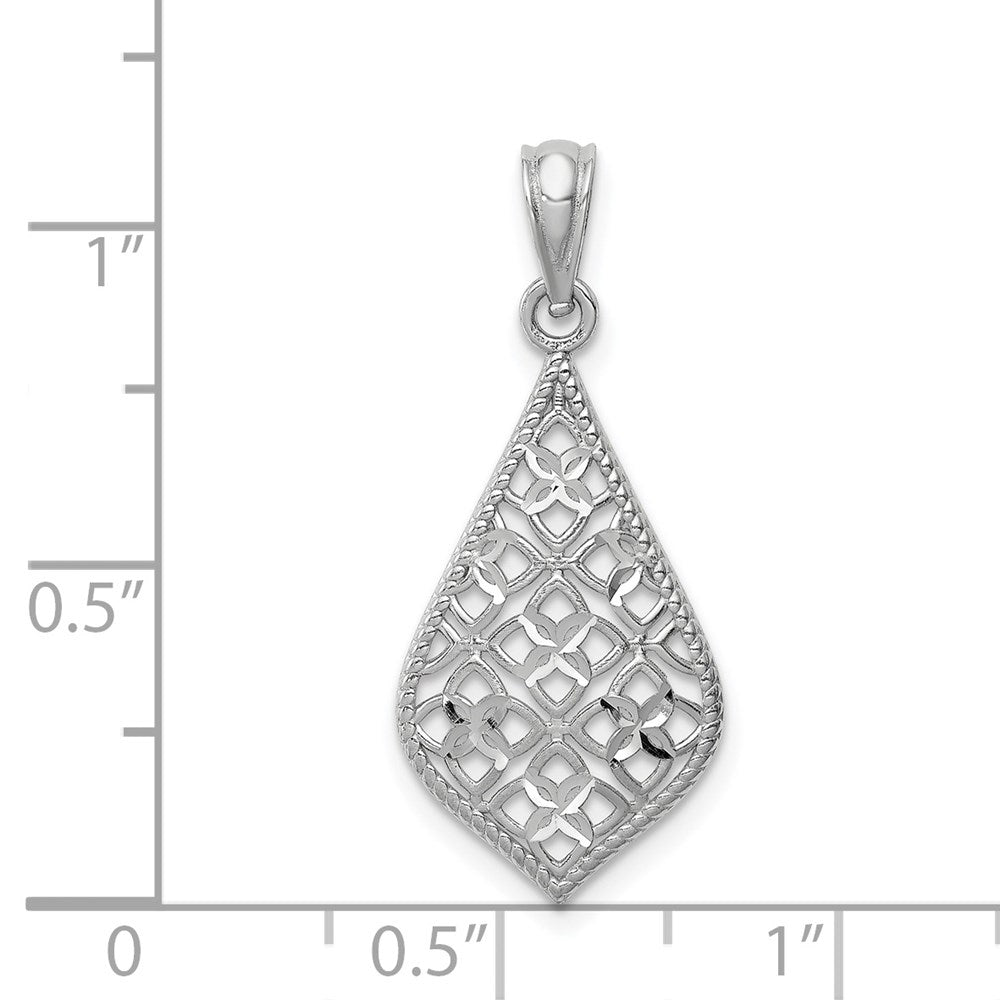 14K Weißgold Diamantgeschliffener Baumelanhänger