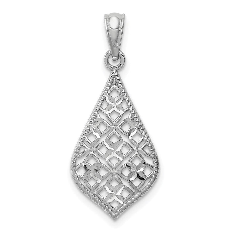 14K Weißgold Diamantgeschliffener Baumelanhänger