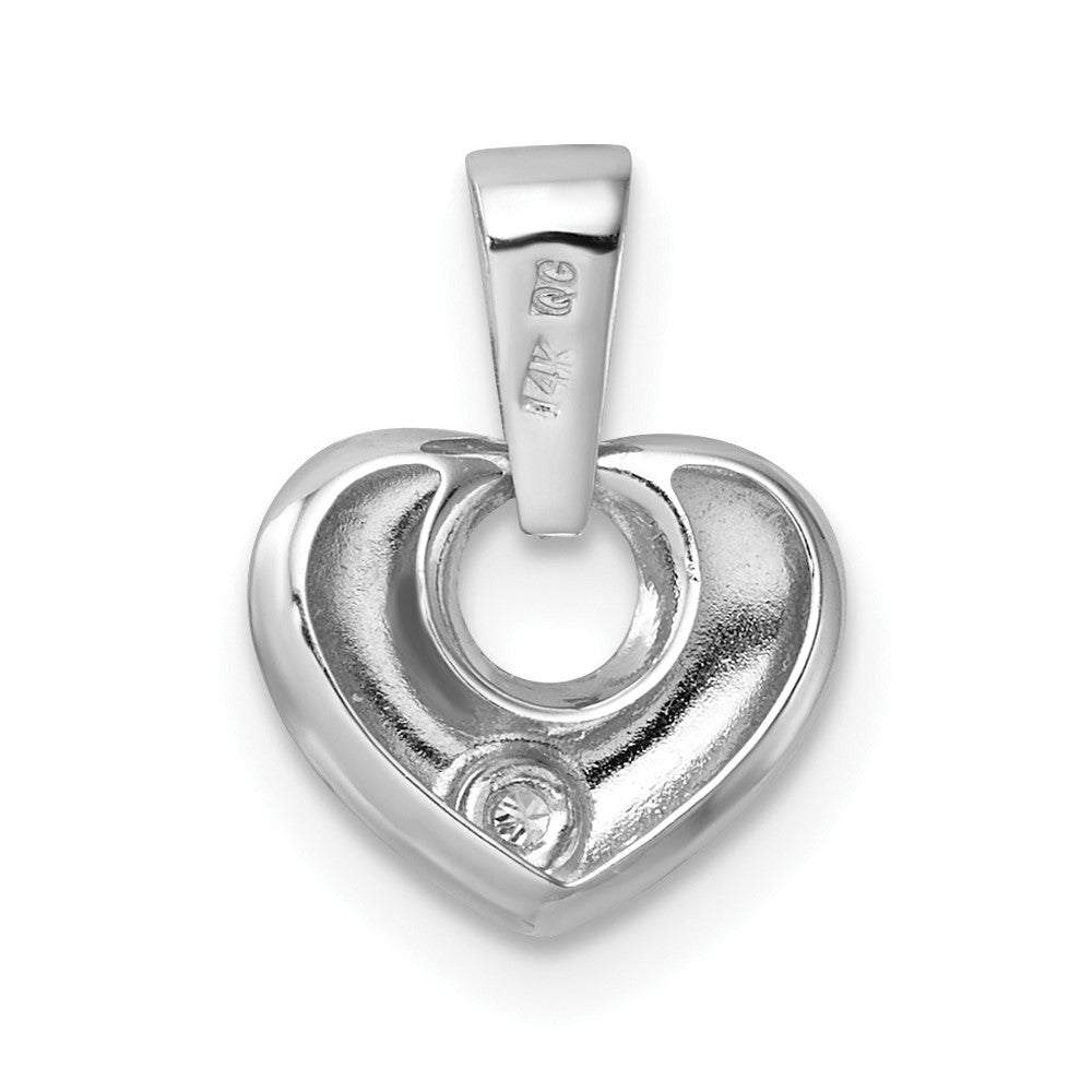 14K Weißgold 14K Weißgold 3d Zirkonia Herz Anhänger