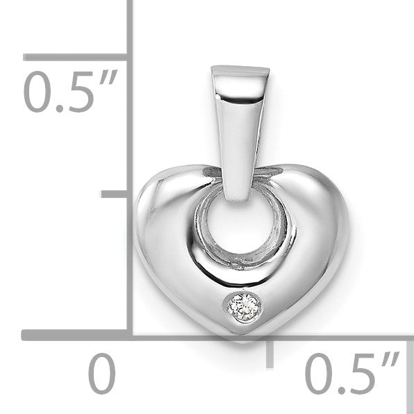 14K Weißgold 14K Weißgold 3d Zirkonia Herz Anhänger