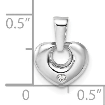 14K Weißgold 14K Weißgold 3d Zirkonia Herz Anhänger