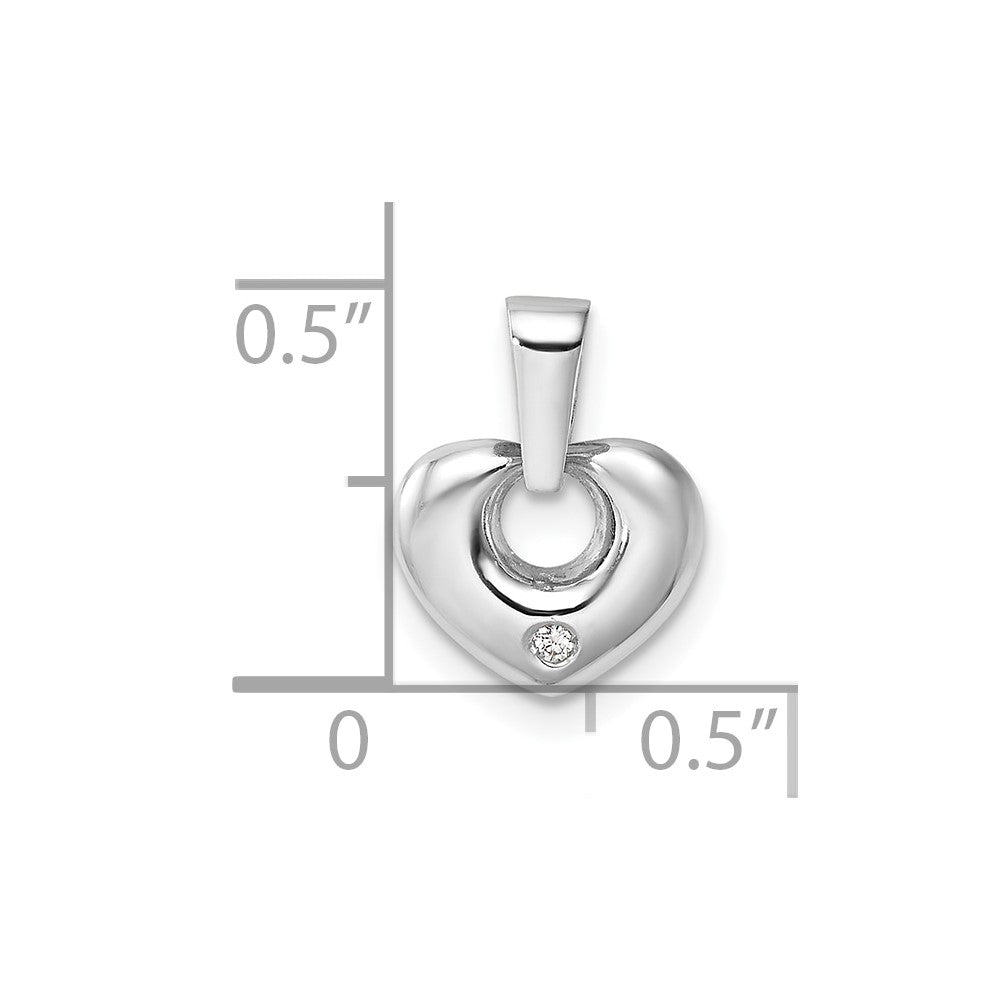 14K Weißgold 14K Weißgold 3d Zirkonia Herz Anhänger