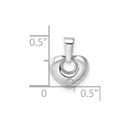 14K Weißgold 14K Weißgold 3d Zirkonia Herz Anhänger