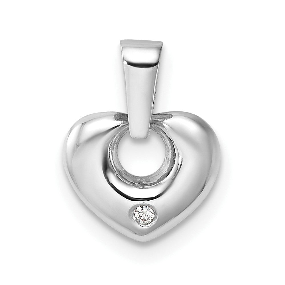 14K Weißgold 14K Weißgold 3d Zirkonia Herz Anhänger
