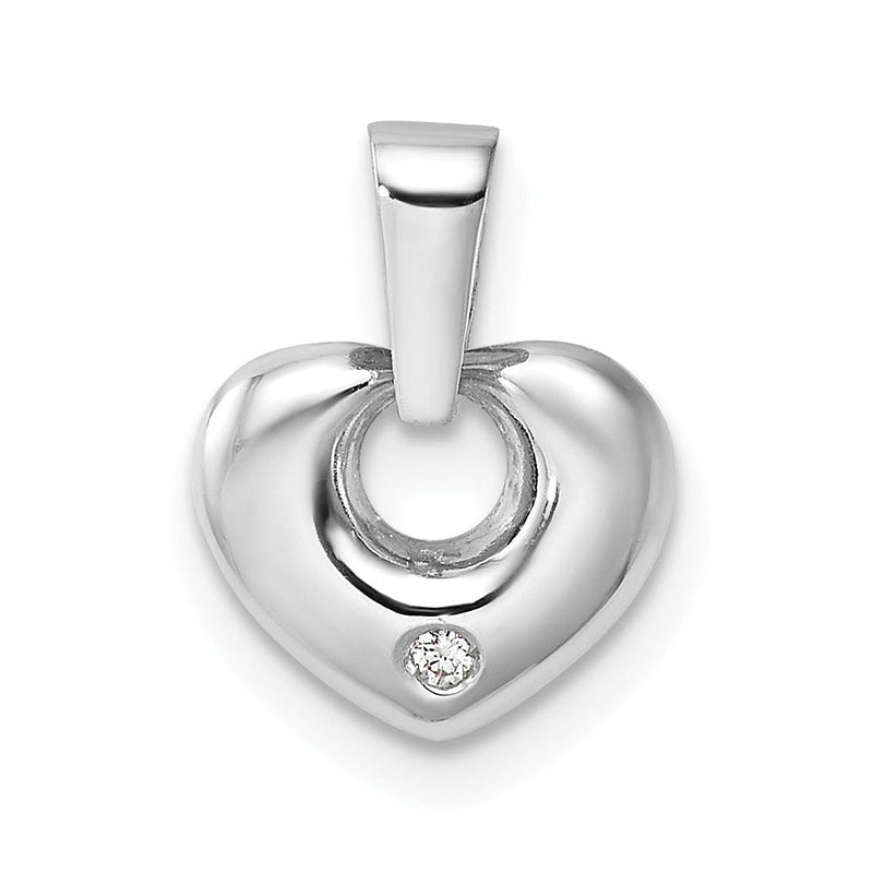 14K Weißgold 14K Weißgold 3d Zirkonia Herz Anhänger