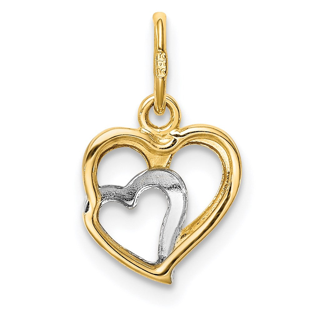 14K Gelb & Rhodium 14K und Weiß Rhodium Poliert Herzen Anhänger