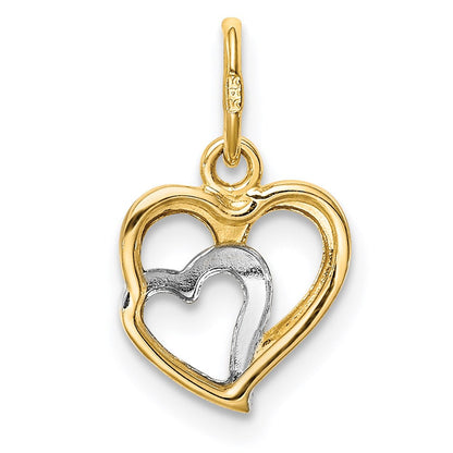 14K Gelb & Rhodium 14K und Weiß Rhodium Poliert Herzen Anhänger