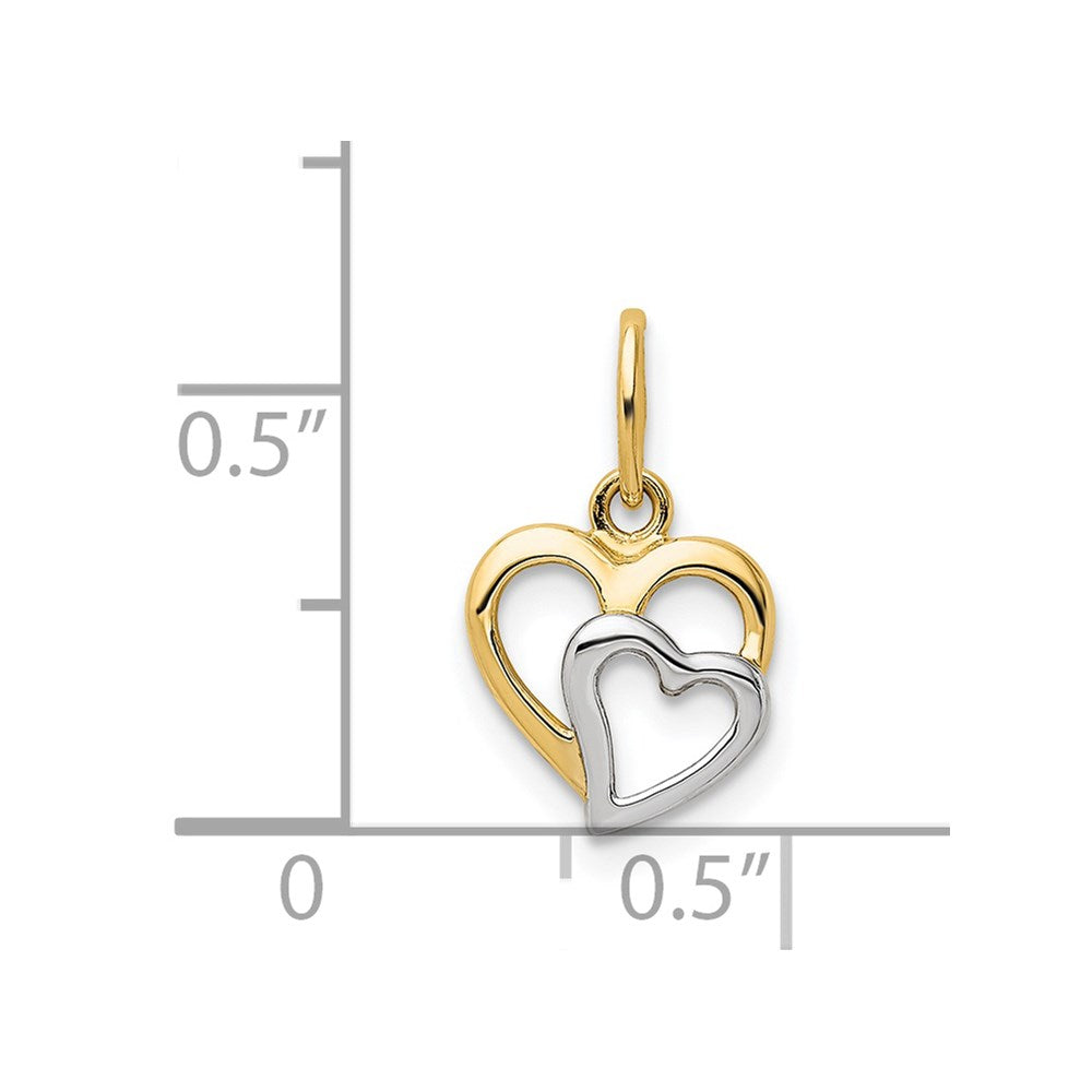 14K Gelb & Rhodium 14K und Weiß Rhodium Poliert Herzen Anhänger