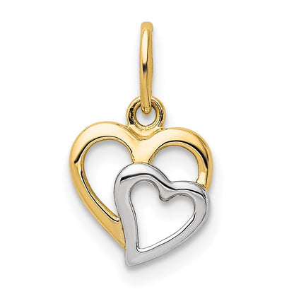 14K Gelb & Rhodium 14K und Weiß Rhodium Poliert Herzen Anhänger
