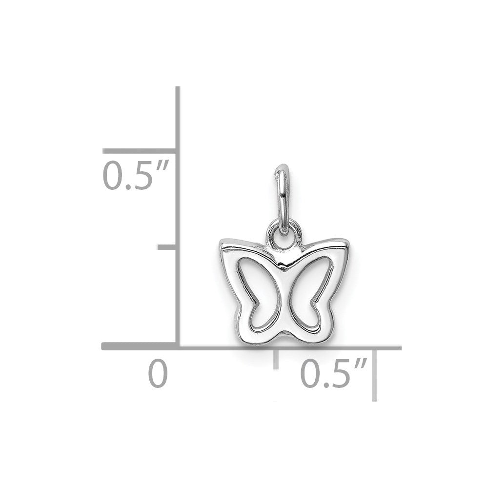 14K Weißgold Ausgeschnitten Schmetterling Anhänger