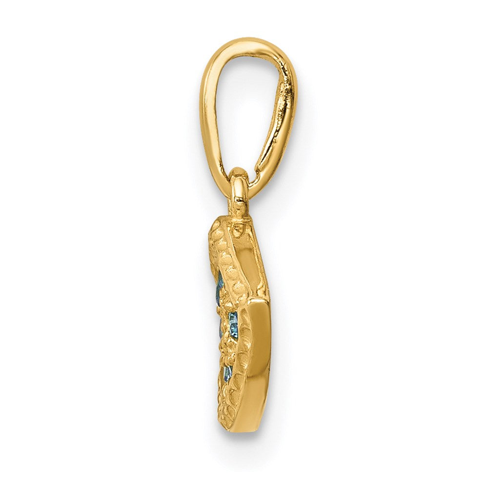 14K Gelbgold 14K Blau Zirkonia Auge Anhänger