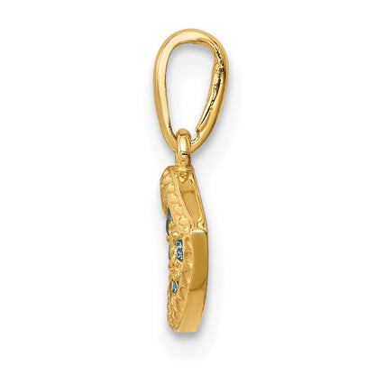 14K Gelbgold 14K Blau Zirkonia Auge Anhänger