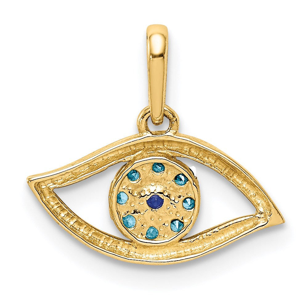 14K Gelbgold 14K Blau Zirkonia Auge Anhänger