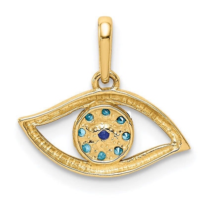 14K Gelbgold 14K Blau Zirkonia Auge Anhänger