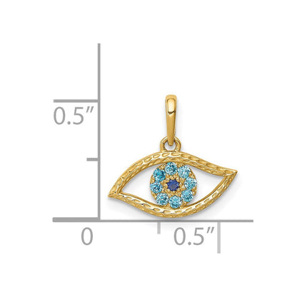 14K Gelbgold 14K Blau Zirkonia Auge Anhänger