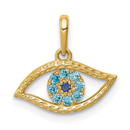 14K Gelbgold 14K Blau Zirkonia Auge Anhänger