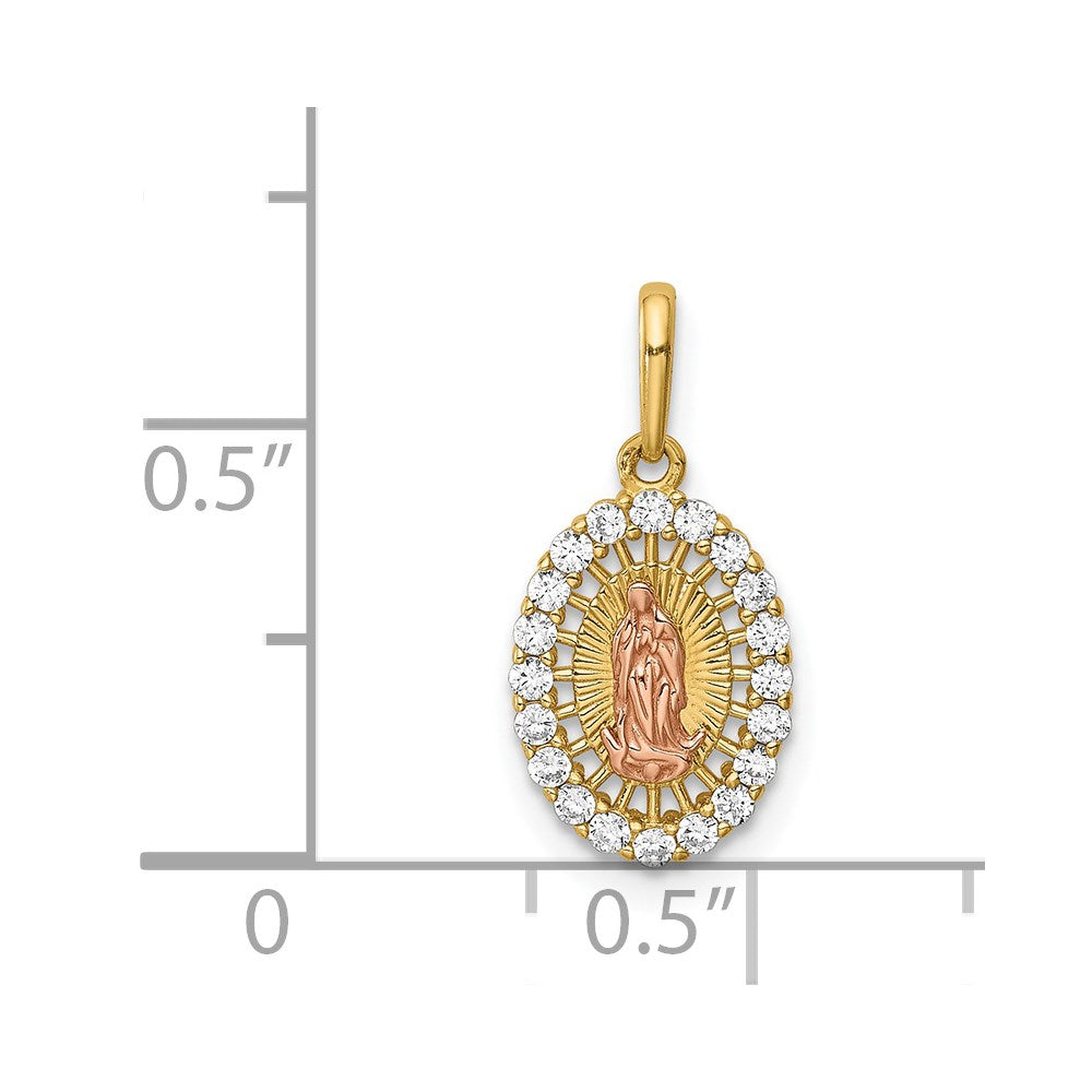14K Bicolor 14K Bicolor Our Damen Of Guadalupe Zirkonia Anhänger