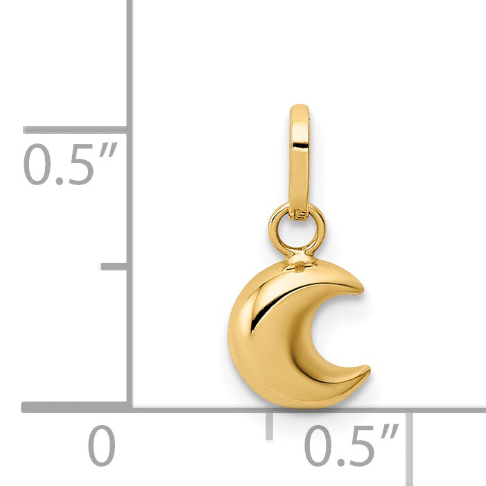 14K Gelbgold 14K Poliert Gewölbt Mond Charm