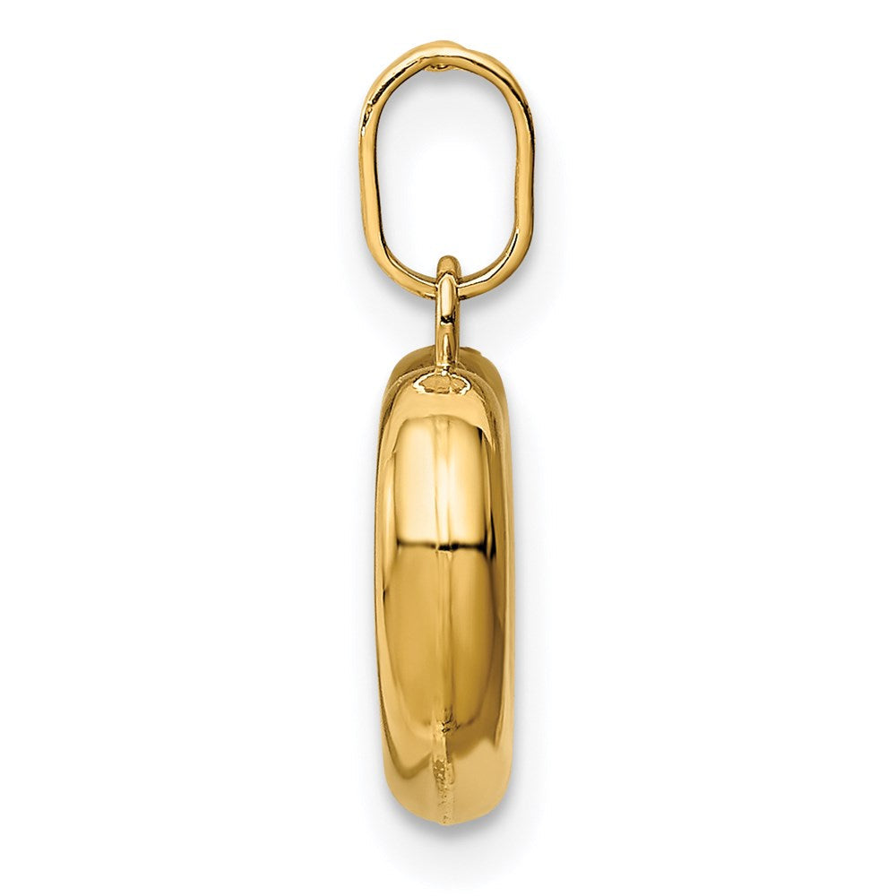 14K Gelbgold 14K Poliert Ausgeschnitten Gewölbt Herz Charm
