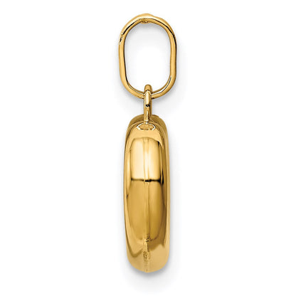 14K Gelbgold 14K Poliert Ausgeschnitten Gewölbt Herz Charm