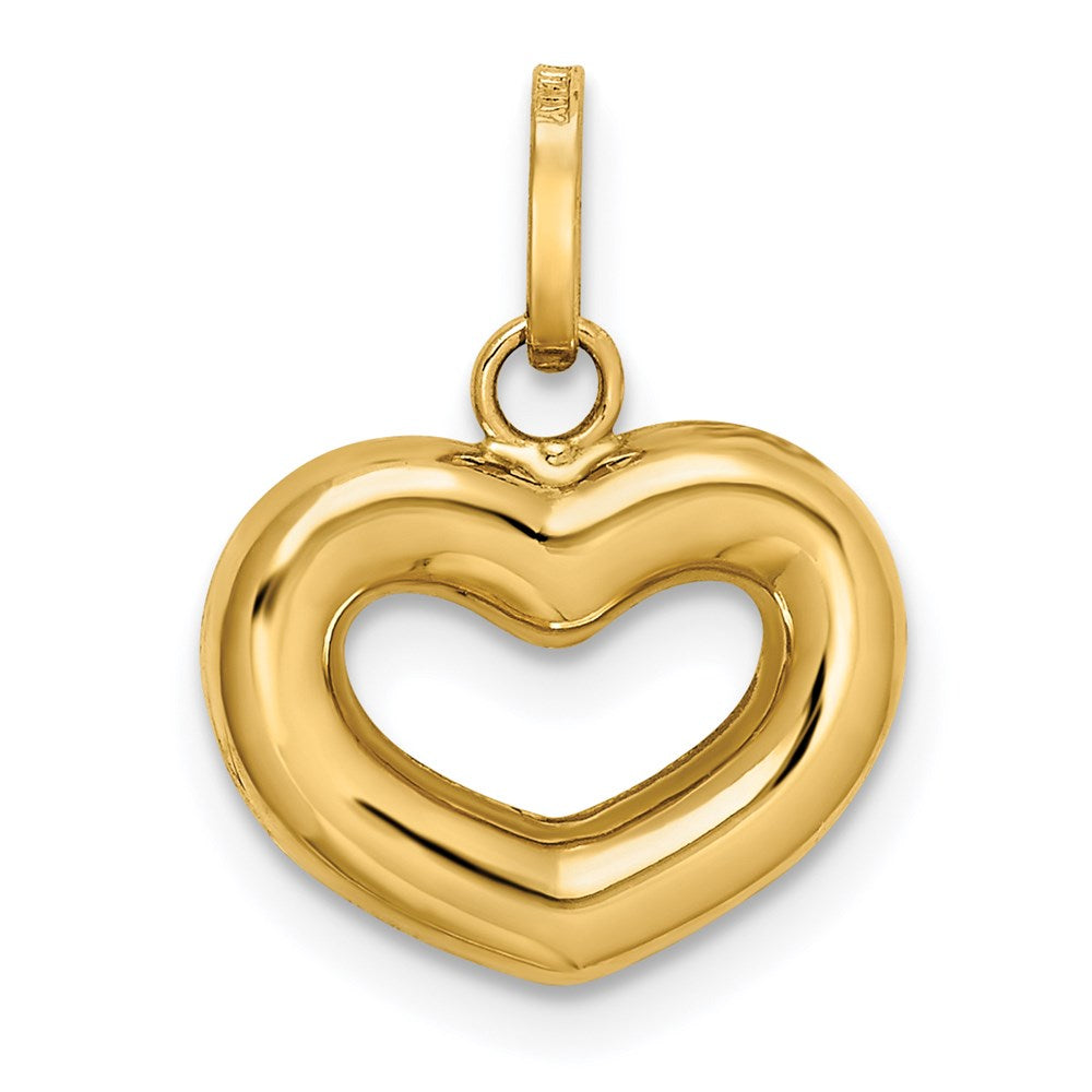 14K Gelbgold 14K Poliert Ausgeschnitten Gewölbt Herz Charm