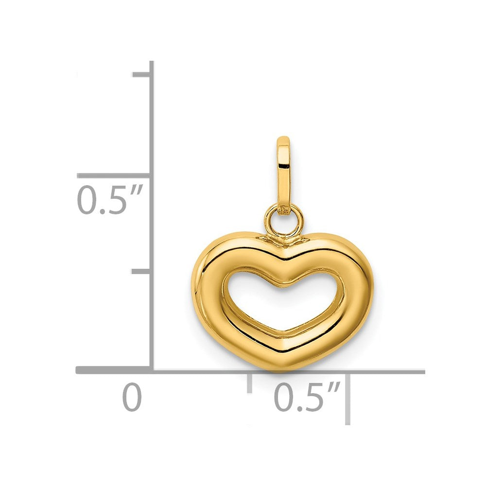 14K Gelbgold 14K Poliert Ausgeschnitten Gewölbt Herz Charm