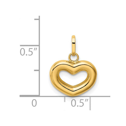 14K Gelbgold 14K Poliert Ausgeschnitten Gewölbt Herz Charm
