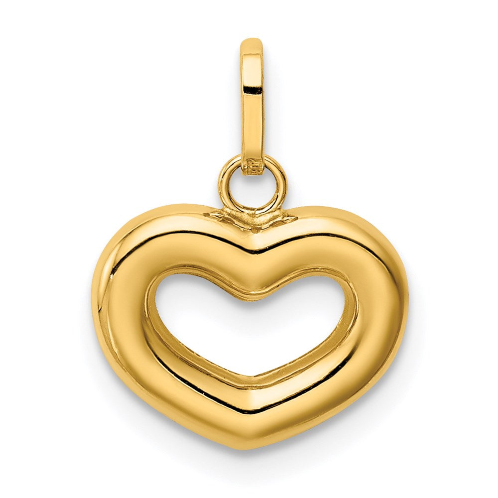 14K Gelbgold 14K Poliert Ausgeschnitten Gewölbt Herz Charm
