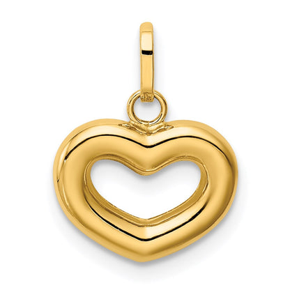 14K Gelbgold 14K Poliert Ausgeschnitten Gewölbt Herz Charm