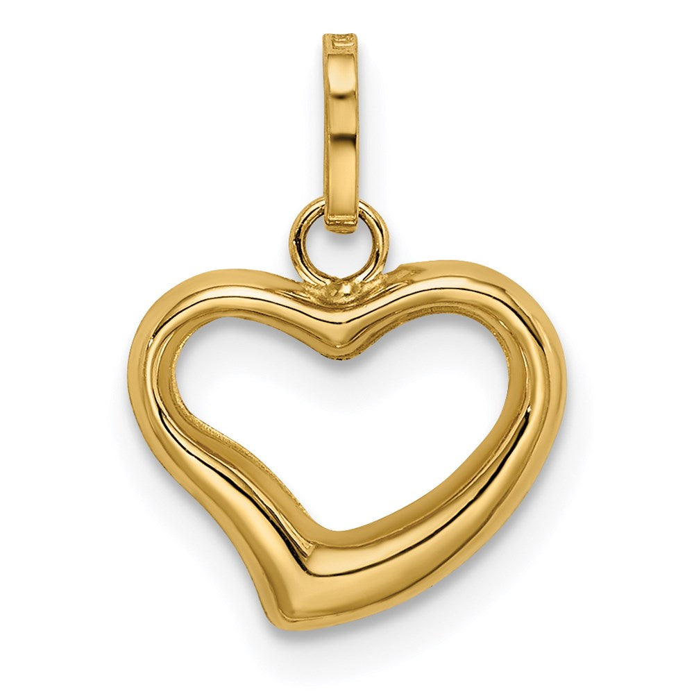 14K Gelbgold 14K Poliert Ausgeschnitten Gewölbt Herz Charm