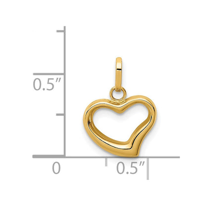 14K Gelbgold 14K Poliert Ausgeschnitten Gewölbt Herz Charm