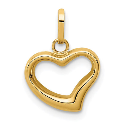 14K Gelbgold 14K Poliert Ausgeschnitten Gewölbt Herz Charm