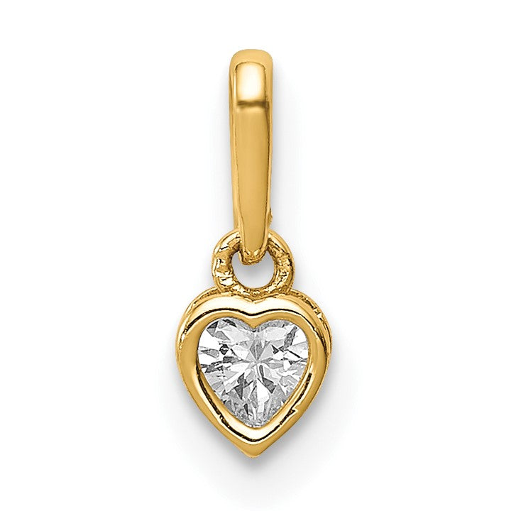 14K Gelbgold 14K Zirkonia Herz Hängend Anhänger