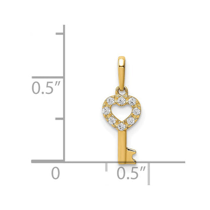 14K Gelbgold 14K Zirkonia Key Hängend Anhänger