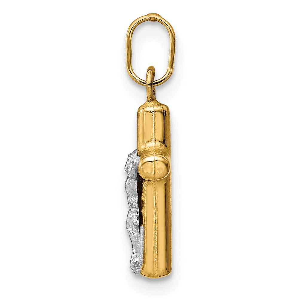 14K Gelb & Rhodium 14K mit Rhodium Poliert Hohl Kruzifix Charm