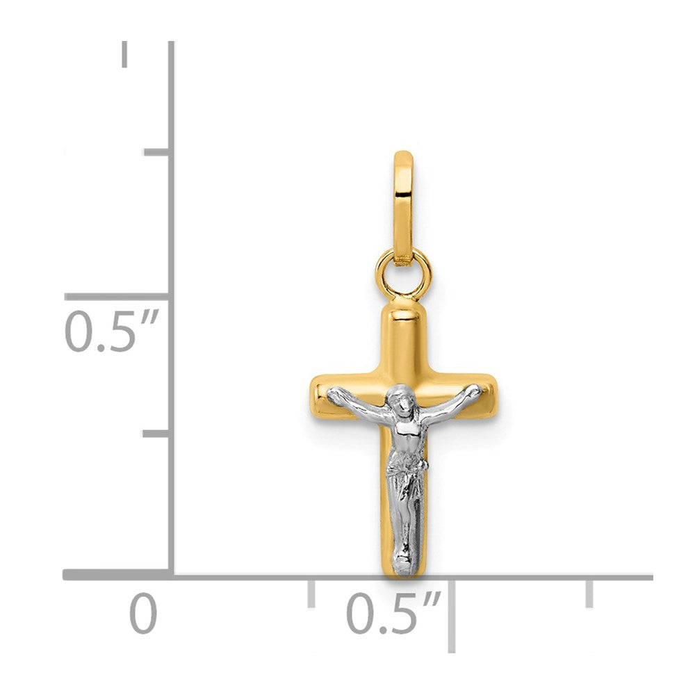 14K Gelb & Rhodium 14K mit Rhodium Poliert Hohl Kruzifix Charm