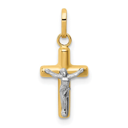 14K Gelb & Rhodium 14K mit Rhodium Poliert Hohl Kruzifix Charm