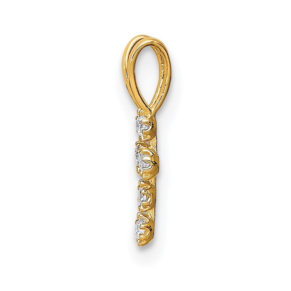14K Gelbgold Zirkonia Kreuz Anhänger
