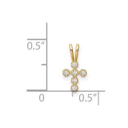 14K Gelbgold Zirkonia Kreuz Anhänger