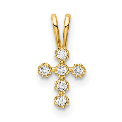 14K Gelbgold Zirkonia Kreuz Anhänger