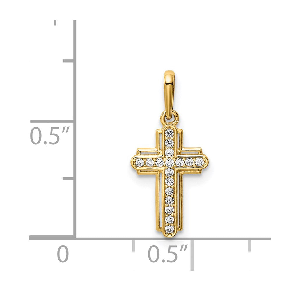 14K Gelbgold 14K Kreuz Zirkonia Anhänger