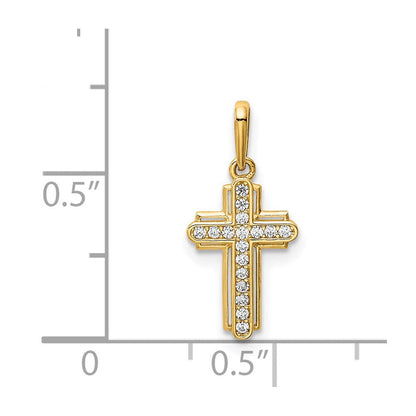 14K Gelbgold 14K Kreuz Zirkonia Anhänger